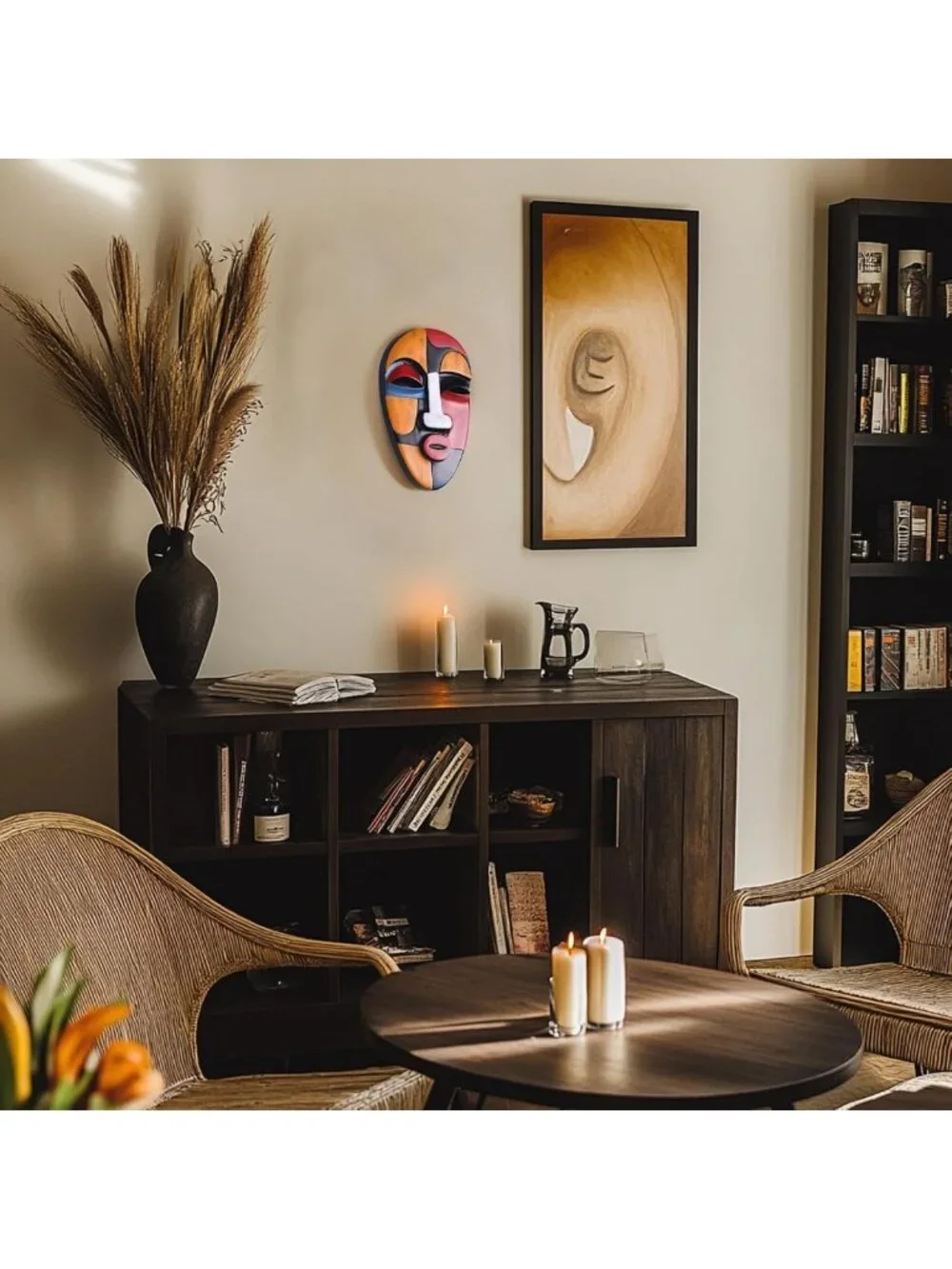 Abstract African Tribal Mask Wall Art Sculpture for Home Decor - Living Room